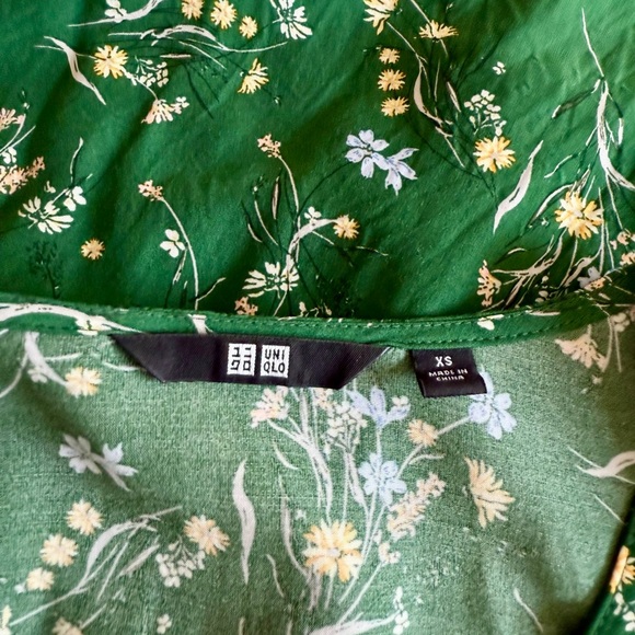 Uniqlo Green Floral Button Down Tea Dress With Pockets Size X Small - Picture 4 of 6